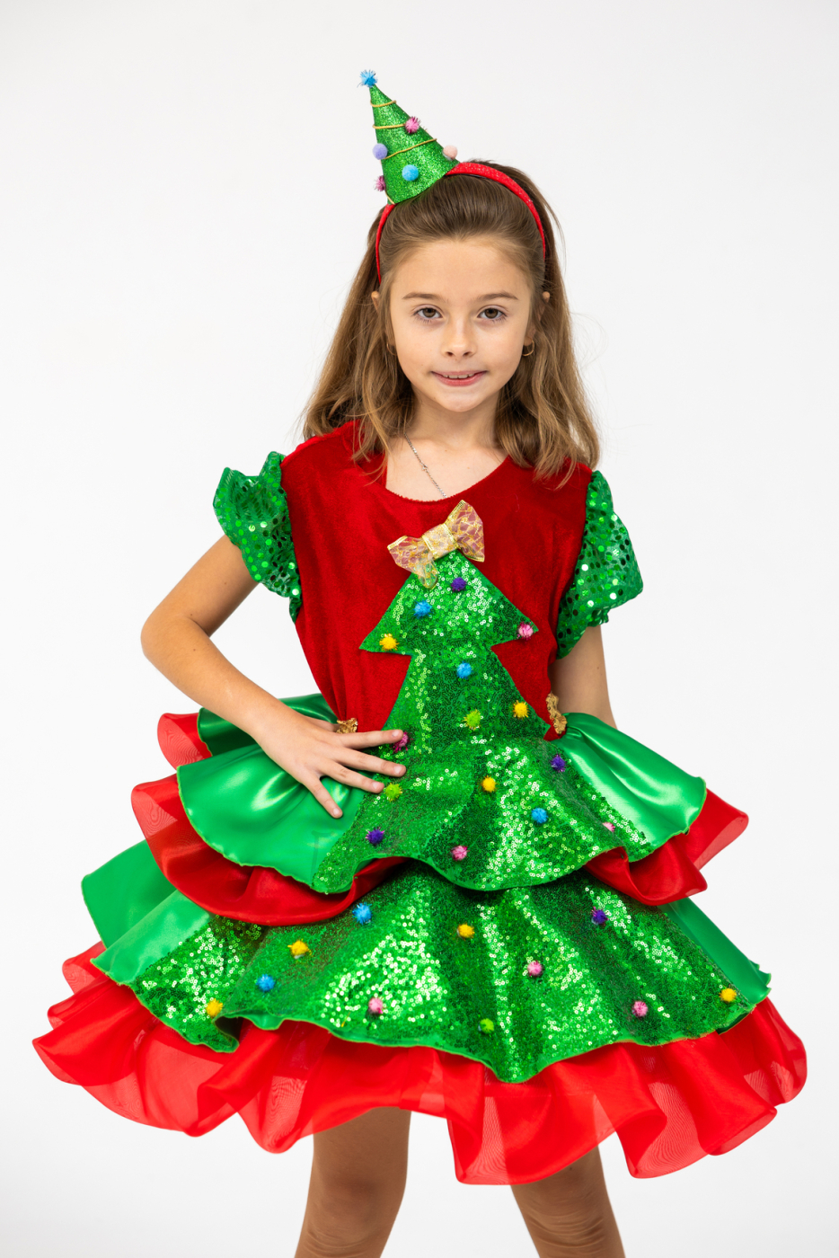 Christmas tree New Year celebration dress for little girl kids costume