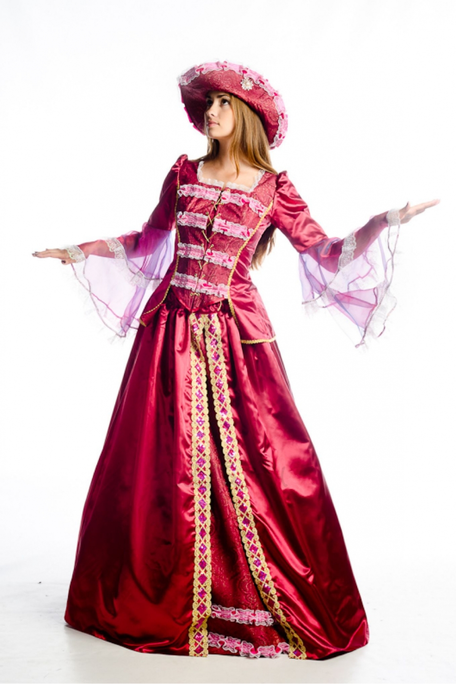 Baroness Long red dress history style costume for woman